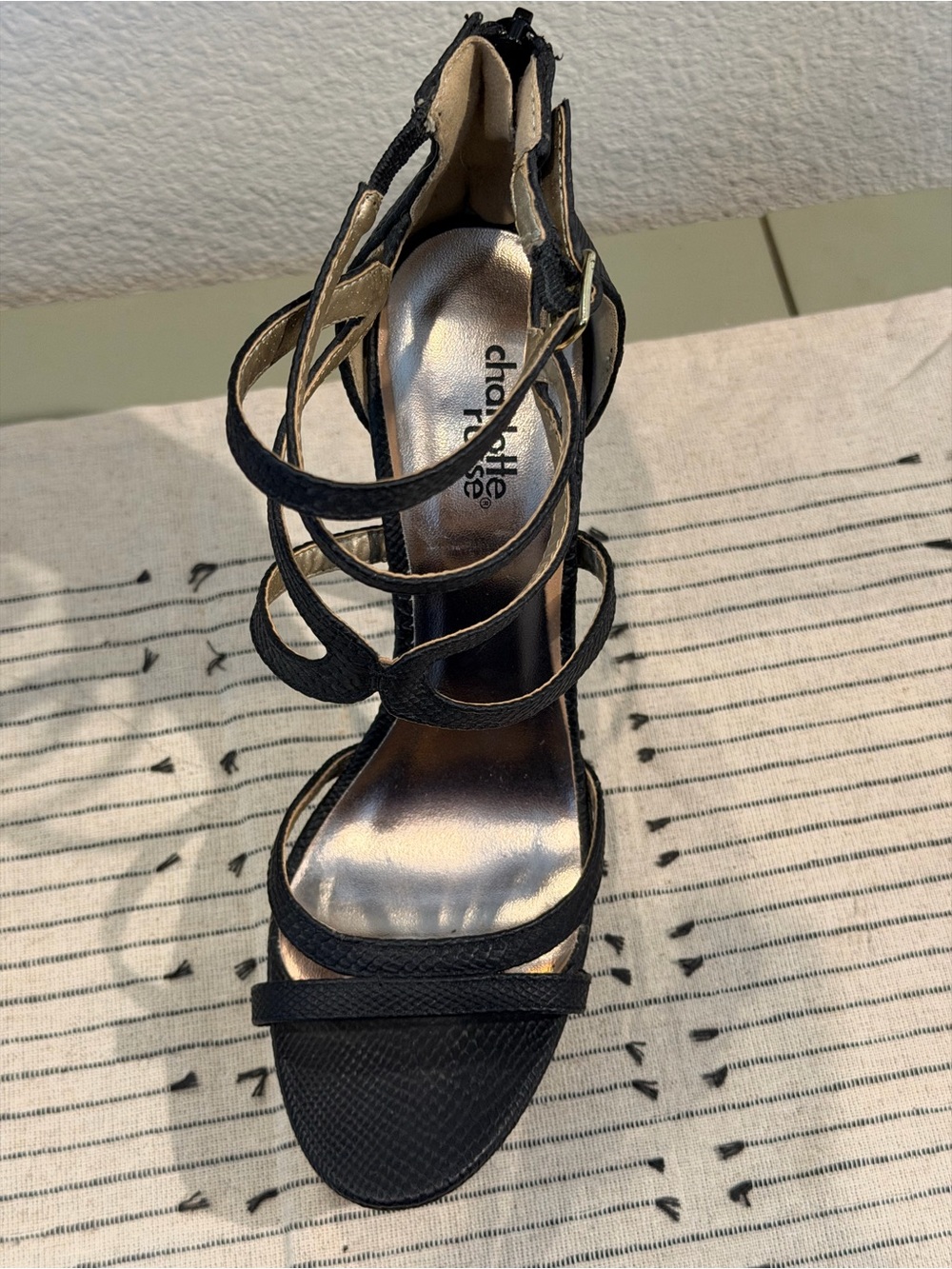 Charlotte Russe Black Strappy Platform Stiletto Sandals - Picture 5 of 10
